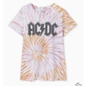 Torrid— AC/DC BLUSH PINK & MUSTARD YELLOW TIE-DYE CREW TEE